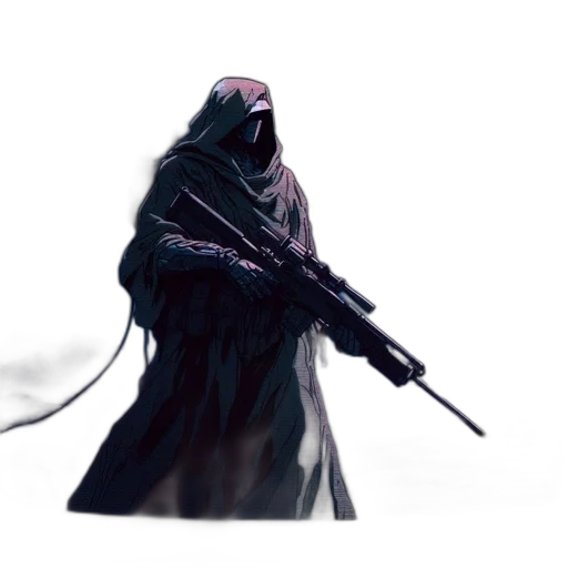 weapon, creature, sword, mask, concept art, cyberpunk, fantasy art, comic book art transparent PNG cut-out