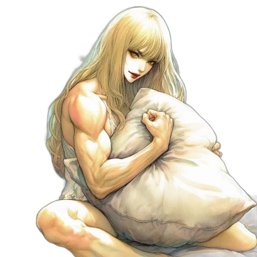 creature, concept art, watercolor, fantasy art, anime, monochrome, intently, gazing transparent PNG cut-out