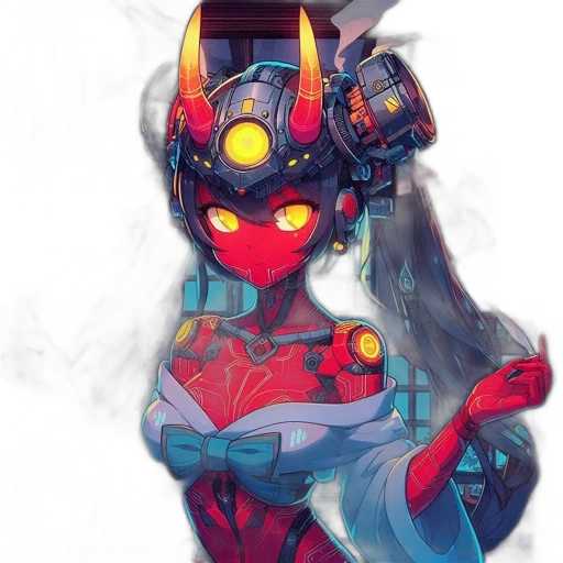robot, mask, face, concept art, anime, cyberpunk, comic book art, red transparent PNG cut-out