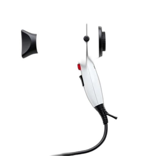 staff, 3d render, concept art, white, hair, dryer, black, cord transparent PNG cut-out