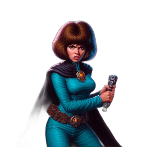 staff, hair, jacket, concept art, comic book art, fantasy art, photorealistic, outer space transparent PNG cut-out