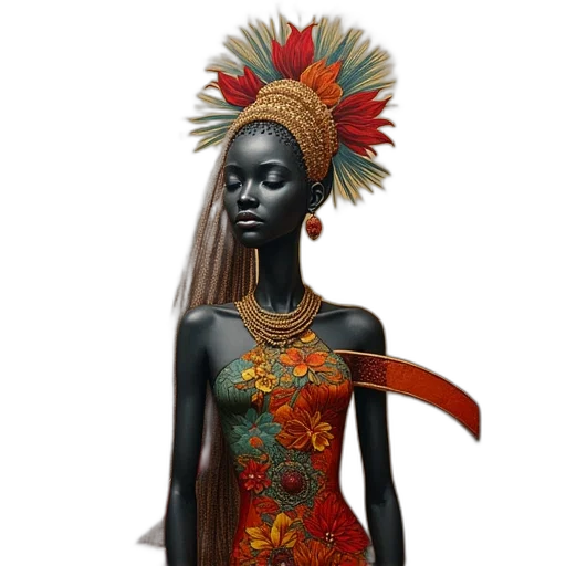 jewelry, crown, dress, staff, concept art, fantasy art, 3d render, photorealistic transparent PNG cut-out
