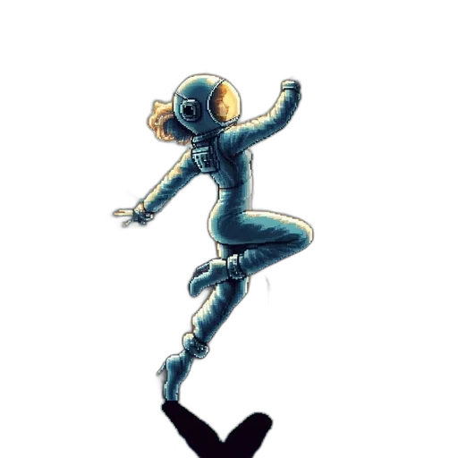 robot, staff, creature, comic book art, concept art, cartoon, pixel art, outer space transparent PNG cut-out
