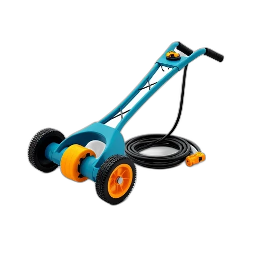 car, weapon, robot, 3d render, blue, yellow, lawn, aerator transparent PNG cut-out