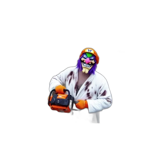 mask, jacket, weapon, robot, pixel art, concept art, 3d render, vaporwave transparent PNG cut-out