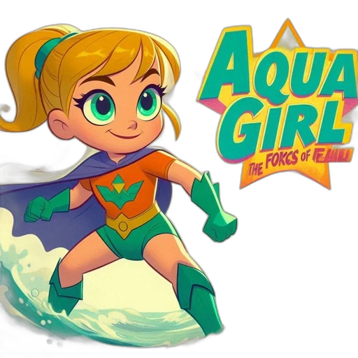 comic book art, cartoon, concept art, pixel art, underwater, blonde-haired, girl, superhero transparent PNG cut-out