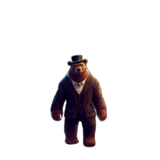 hat, animal, creature, staff, concept art, 3d render, pixel art, photorealistic transparent PNG cut-out