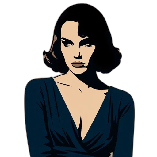 dress, jewelry, comic book art, cartoon, pixel art, concept art, portrait, woman transparent PNG cut-out