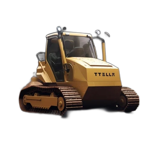 robot, car, 3d render, concept art, photorealistic, yellow, tesla-branded, construction transparent PNG cut-out