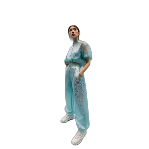 staff, dress, 3d render, vaporwave, concept art, blue, inside, futuristic transparent PNG cut-out