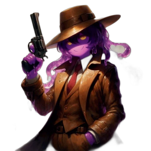 jacket, weapon, staff, hat, concept art, cyberpunk, pixel art, comic book art transparent PNG cut-out