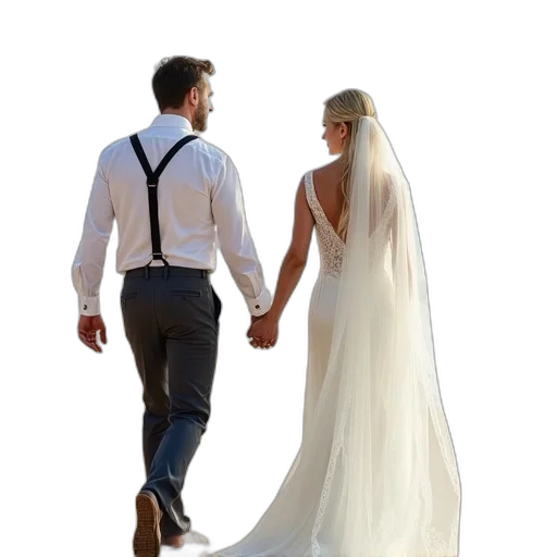 dress, first, image, shows, couple, walking, hand, sandy transparent PNG cut-out