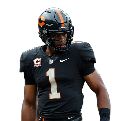 football, player, black, jersey, number, logo, shoulder, looking transparent PNG cut-out