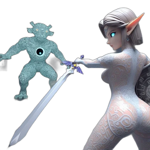 sword, weapon, 3d render, concept art, fantasy art, vaporwave, pastel, blue transparent PNG cut-out