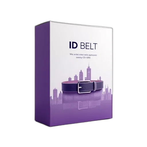3d render, white, purple, box, word, top, belt, below transparent PNG cut-out