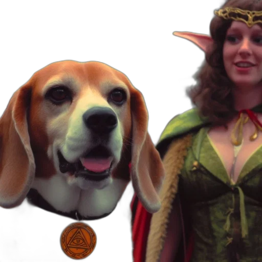 fantasy art, concept art, event, beagle, dog, wears, symbolic, collar transparent PNG cut-out