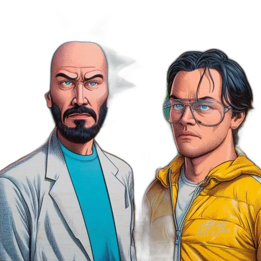 jacket, staff, comic book art, concept art, cartoon, pixel art, array, diverse transparent PNG cut-out