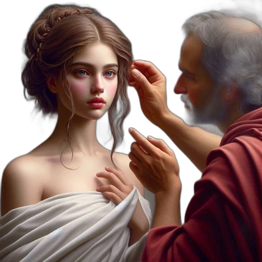 jewelry, face, photorealistic, fantasy art, oil painting, concept art, forest, fire transparent PNG cut-out