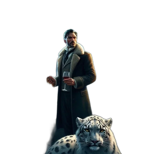 animal, jacket, creature, staff, concept art, 3d render, fantasy art, comic book art transparent PNG cut-out