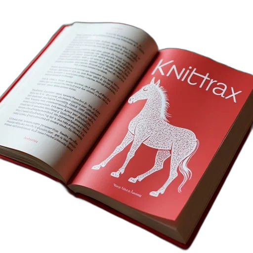 book, titled, knittrax, red, cover, featuring, white, illustration transparent PNG cut-out