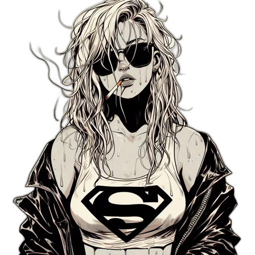 jacket, comic book art, concept art, cartoon, cyberpunk, monochrome, edgy, illustration transparent PNG cut-out