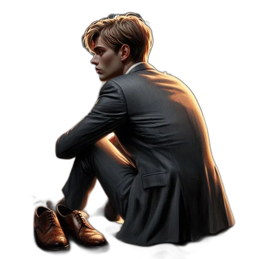 jacket, staff, shoes, face, concept art, comic book art, photorealistic, pixel art transparent PNG cut-out