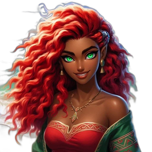 jewelry, face, fantasy art, concept art, comic book art, pixel art, red, elegant transparent PNG cut-out