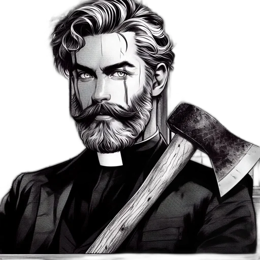 sword, comic book art, concept art, pencil sketch, pixel art, intensely, gazing, figure transparent PNG cut-out