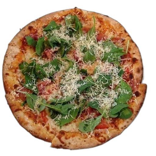 food, face, 3d render, photorealistic, pizza, spinach, cheese, white transparent PNG cut-out