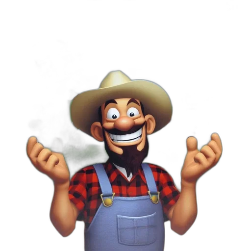 staff, hat, pixel art, cartoon, concept art, 3d render, cartoonish, farmer transparent PNG cut-out