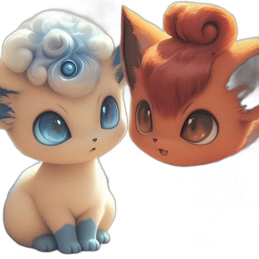 3d render, concept art, fantasy art, photorealistic, two, animated, creatures, resembling transparent PNG cut-out