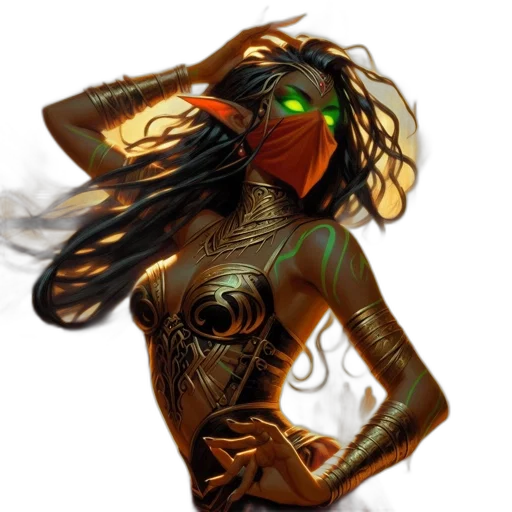 mask, jewelry, concept art, fantasy art, cyberpunk, comic book art, neon lights, earth tones transparent PNG cut-out