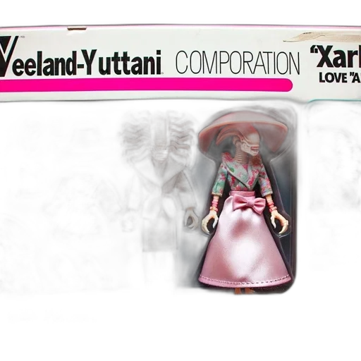 concept art, 3d render, xarbie, toy, box, wealand-yutani, corp, featuring transparent PNG cut-out