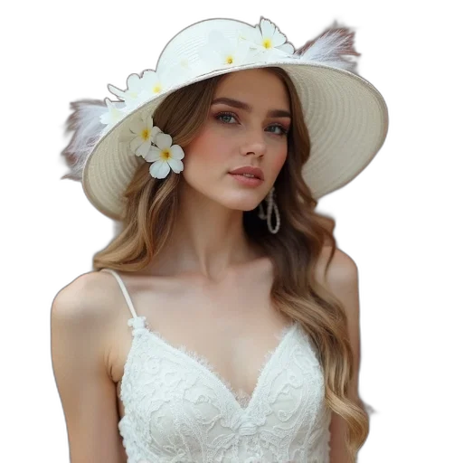 hat, crown, dress, jewelry, photorealistic, oil painting, 3d render, woman transparent PNG cut-out