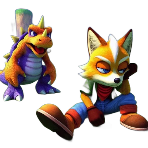 animal, creature, 3d render, concept art, pixel art, fantasy art, colorful, two transparent PNG cut-out