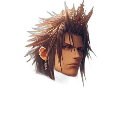 face, hair, crown, staff, fantasy art, concept art, pixel art, photorealistic transparent PNG cut-out