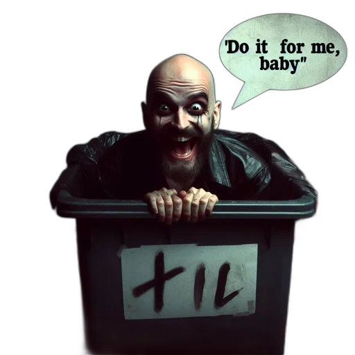 robot, concept art, bearded, man, shaved, head, appearing, agitated transparent PNG cut-out