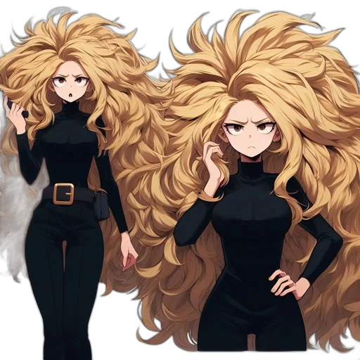 hair, anime, concept art, cartoon, comic book art, golden, dark, earth tones transparent PNG cut-out