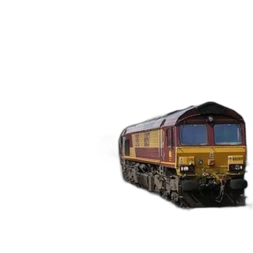 photorealistic, 3d render, long, train, yellow, red, locomotive, tracks transparent PNG cut-out