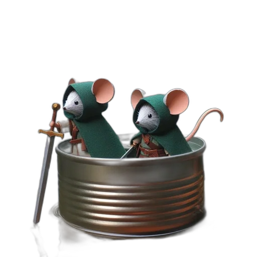 3d render, concept art, two, anthropomorphic, mouse, characters, dressed, green transparent PNG cut-out