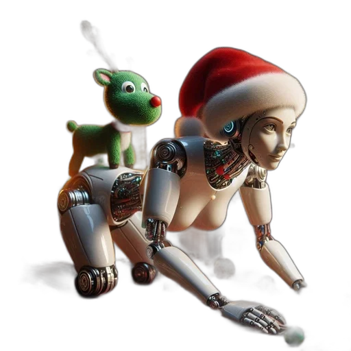 robot, creature, concept art, 3d render, fantasy art, outer space, inside, festive transparent PNG cut-out
