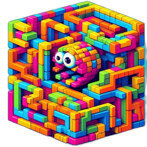 robot, creature, animal, face, pixel art, 3d render, concept art, neon transparent PNG cut-out