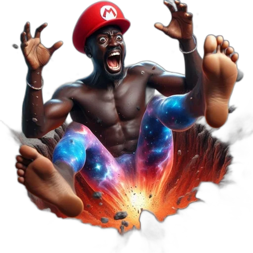 concept art, fantasy art, comic book art, pixel art, man, resembling, mario, popular transparent PNG cut-out