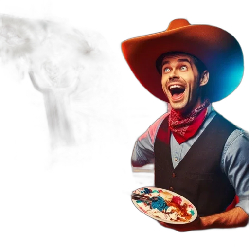 food, hat, concept art, fire, artist, paints, vivid, scene transparent PNG cut-out