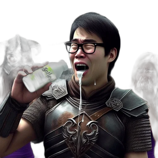 bottle, food, concept art, photorealistic, 3d render, cyberpunk, man, medieval transparent PNG cut-out