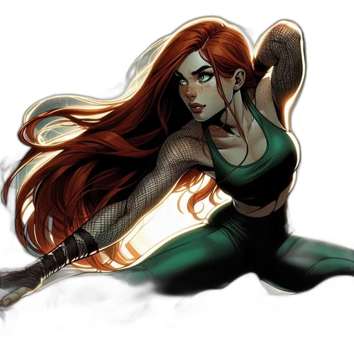 comic book art, concept art, fantasy art, pixel art, green, earth tones, animated, woman transparent PNG cut-out
