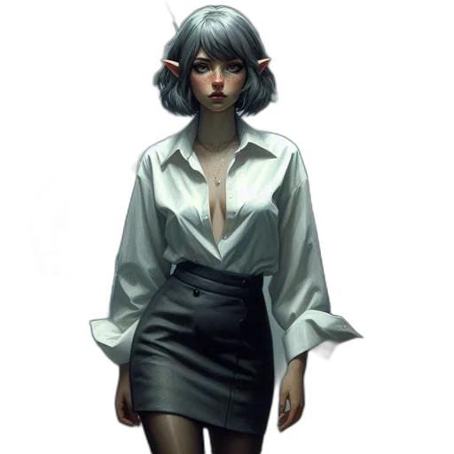 dress, jacket, staff, concept art, 3d render, fantasy art, photorealistic, monochrome transparent PNG cut-out