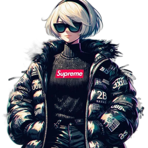 jacket, animal, creature, face, cyberpunk, vaporwave, concept art, anime transparent PNG cut-out