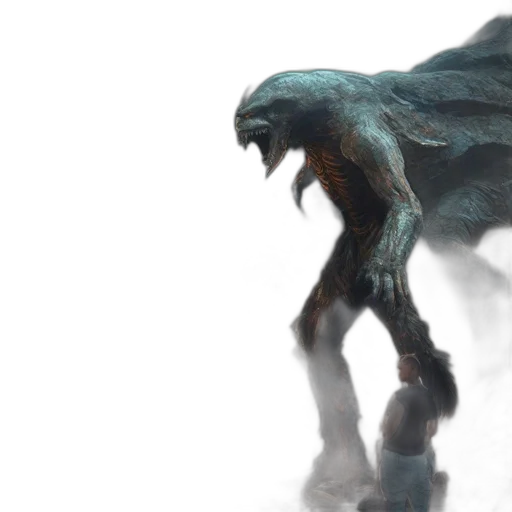 creature, dragon, animal, concept art, 3d render, fantasy art, photorealistic, fog transparent PNG cut-out