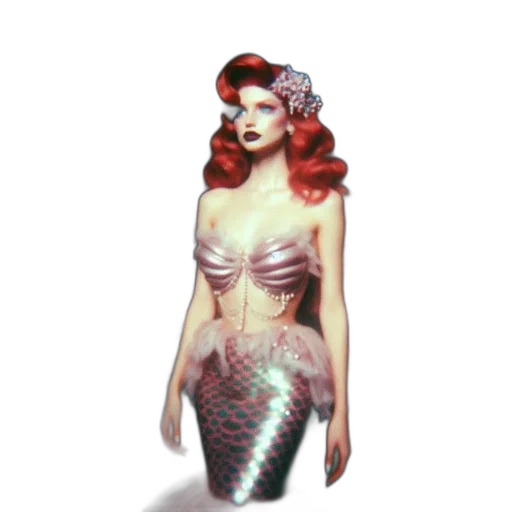 dress, concept art, fantasy art, vaporwave, pixel art, underwater, woman, red transparent PNG cut-out